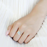 TK3642 - IP Gold(Ion Plating) Stainless Steel Ring with Synthetic Synthetic Glass in Sea Blue - Alamode - Flyclothing LLC