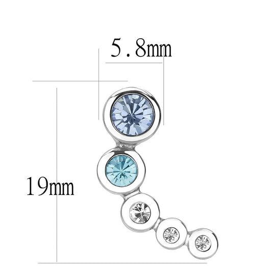 TK3652 - High polished (no plating) Stainless Steel Earrings with Top Grade Crystal  in Light Sapphire