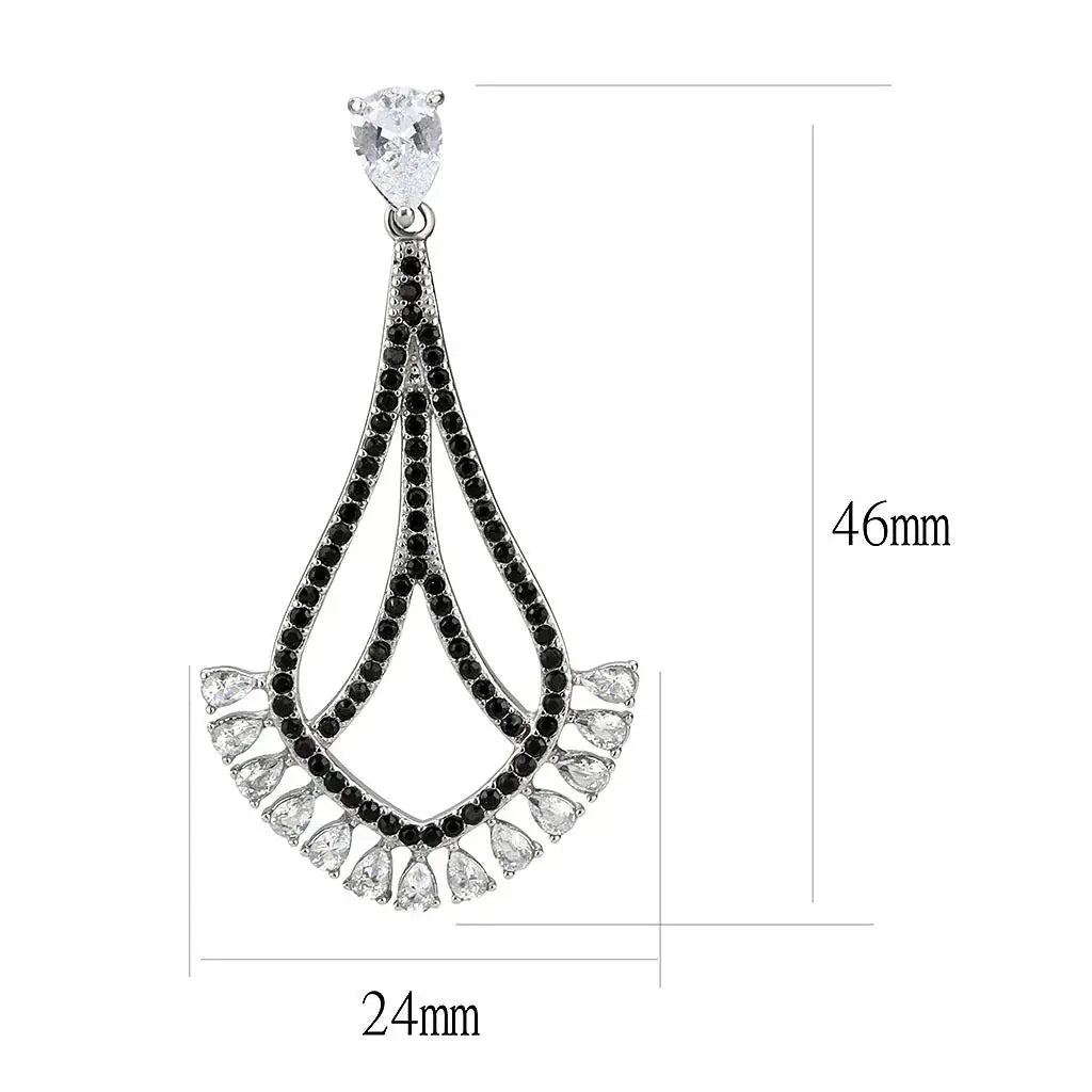 TK3664 - High polished (no plating) Stainless Steel Earrings with AAA Grade CZ in Clear - Alamode - Flyclothing LLC