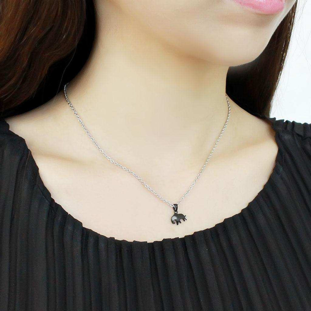 TK3666 - Two-Tone IP Black (Ion Plating) Stainless Steel Chain Pendant with No Stone - Alamode - Flyclothing LLC