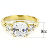 TK3674 - IP Gold(Ion Plating) Stainless Steel Ring with AAA Grade CZ  in Clear - Alamode
