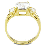 TK3674 - IP Gold(Ion Plating) Stainless Steel Ring with AAA Grade CZ  in Clear - Alamode