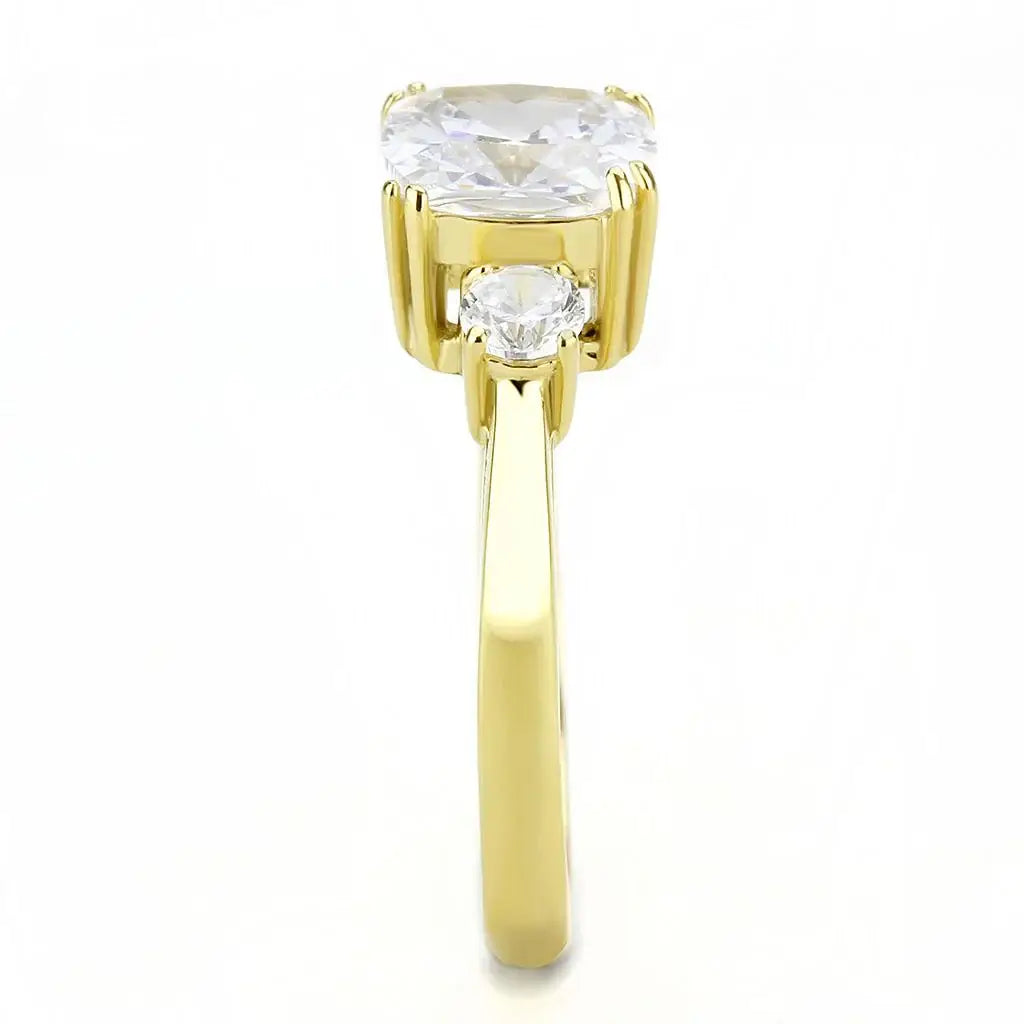 TK3674 - IP Gold(Ion Plating) Stainless Steel Ring with AAA Grade CZ in Clear - Alamode - Flyclothing LLC