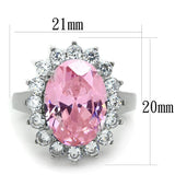 TK3676 - High polished (no plating) Stainless Steel Ring with Synthetic Synthetic Glass in Rose - Alamode