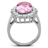 TK3676 - High polished (no plating) Stainless Steel Ring with Synthetic Synthetic Glass in Rose - Alamode