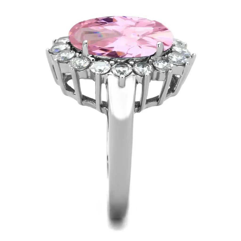 TK3676 - High polished (no plating) Stainless Steel Ring with Synthetic Synthetic Glass in Rose - Alamode - Flyclothing LLC