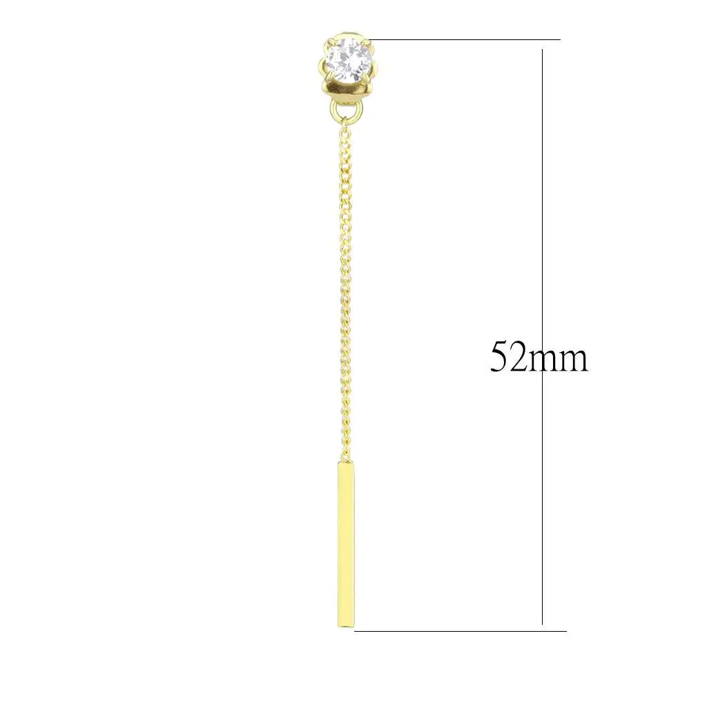 TK3681 - IP Gold(Ion Plating) Stainless Steel Earrings with AAA Grade CZ in Clear - Alamode - Flyclothing LLC