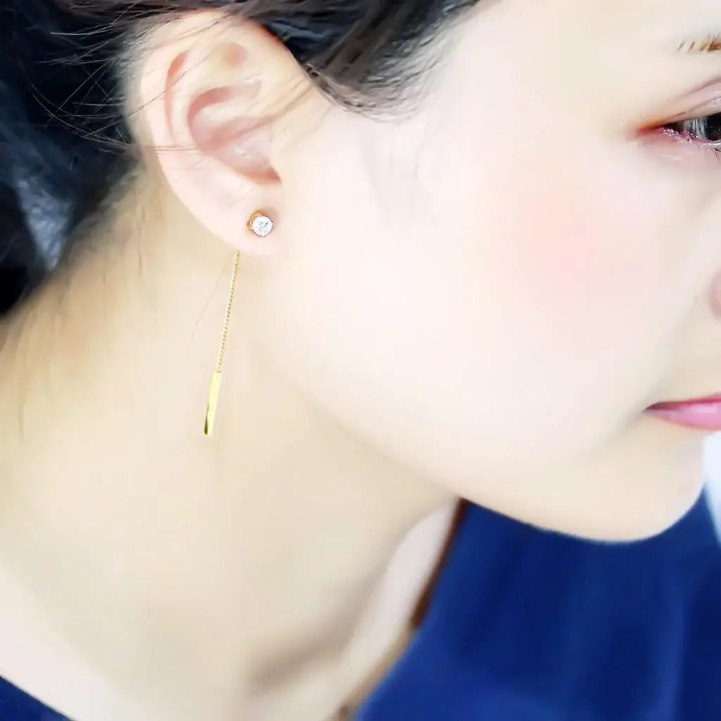 TK3681 - IP Gold(Ion Plating) Stainless Steel Earrings with AAA Grade CZ in Clear - Alamode - Flyclothing LLC