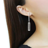 TK3682 - High polished (no plating) Stainless Steel Earrings with AAA Grade CZ in Clear - Alamode - Flyclothing LLC