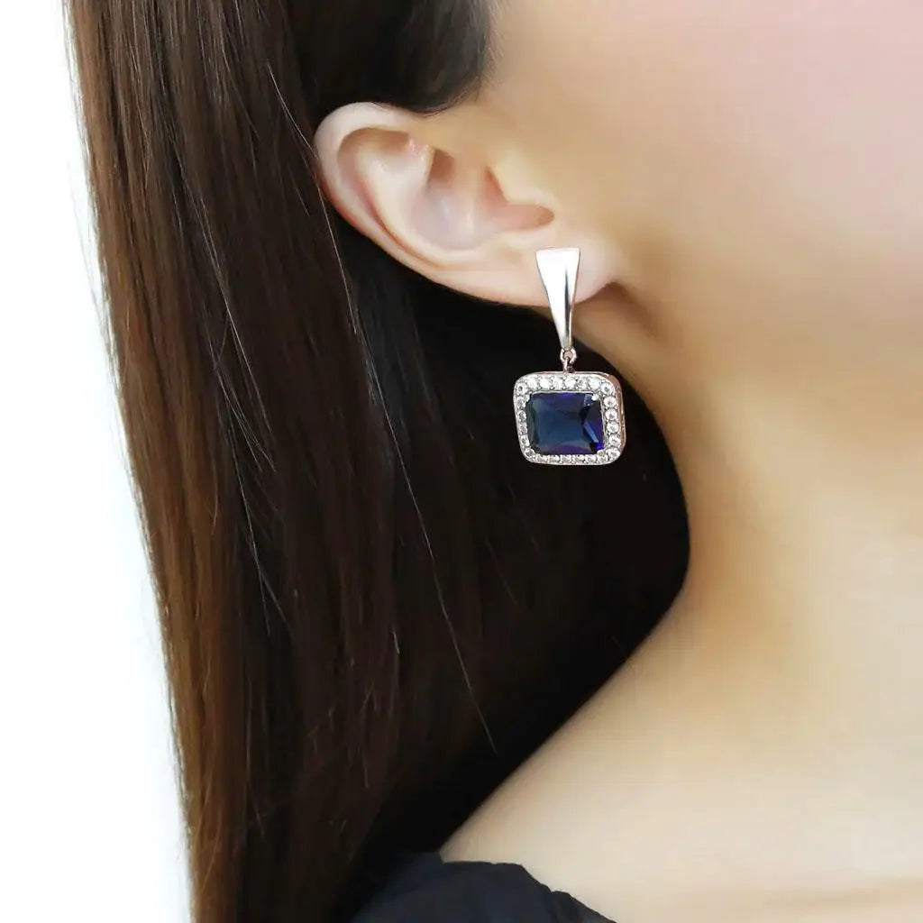 TK3684 - High polished (no plating) Stainless Steel Earrings with Synthetic in Montana - Alamode - Flyclothing LLC