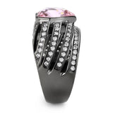 TK3686 - IP Black(Ion Plating) Stainless Steel Ring with Top Grade Crystal  in Light Rose - Alamode