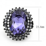 TK3687 - IP Black(Ion Plating) Stainless Steel Ring with Top Grade Crystal  in Tanzanite - Alamode