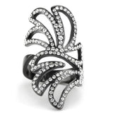 TK3688 - IP Light Black (IP Gun) Stainless Steel Ring with Top Grade Crystal in Clear - Alamode - Flyclothing LLC