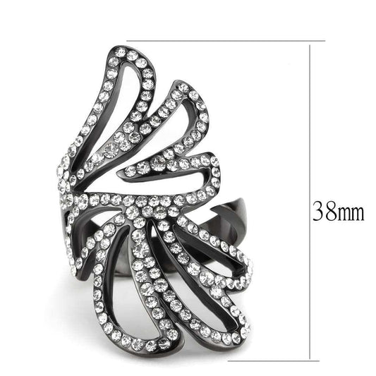 TK3688 - IP Light Black (IP Gun) Stainless Steel Ring with Top Grade Crystal in Clear - Alamode - Flyclothing LLC