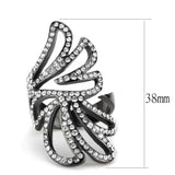 TK3688 - IP Light Black (IP Gun) Stainless Steel Ring with Top Grade Crystal in Clear - Alamode - Flyclothing LLC