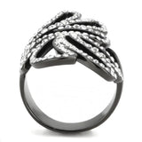 TK3688 - IP Light Black (IP Gun) Stainless Steel Ring with Top Grade Crystal in Clear - Alamode - Flyclothing LLC