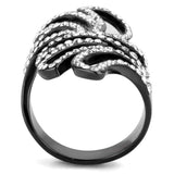 TK3688 - IP Light Black (IP Gun) Stainless Steel Ring with Top Grade Crystal in Clear - Alamode - Flyclothing LLC