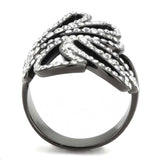 TK3688 - IP Light Black (IP Gun) Stainless Steel Ring with Top Grade Crystal in Clear - Alamode - Flyclothing LLC