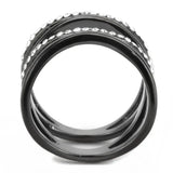 TK3689 - IP Light Black (IP Gun) Stainless Steel Ring with Top Grade Crystal in Clear - Alamode - Flyclothing LLC