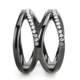 TK3689 - IP Light Black (IP Gun) Stainless Steel Ring with Top Grade Crystal in Clear - Alamode - Flyclothing LLC