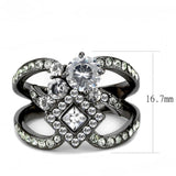 TK3690 - IP Light Black  (IP Gun) Stainless Steel Ring with AAA Grade CZ  in Clear - Alamode