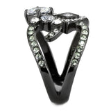 TK3690 - IP Light Black  (IP Gun) Stainless Steel Ring with AAA Grade CZ  in Clear - Alamode