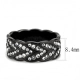 TK3691 - IP Black(Ion Plating) Stainless Steel Ring with Top Grade Crystal  in Clear - Alamode