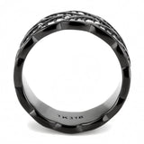 TK3691 - IP Black(Ion Plating) Stainless Steel Ring with Top Grade Crystal  in Clear - Alamode