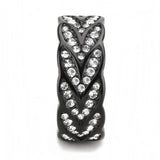 TK3691 - IP Black(Ion Plating) Stainless Steel Ring with Top Grade Crystal in Clear - Alamode - Flyclothing LLC