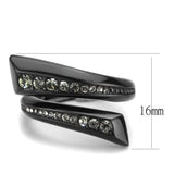 TK3692 - IP Black(Ion Plating) Stainless Steel Ring with Top Grade Crystal in Black Diamond - Alamode - Flyclothing LLC