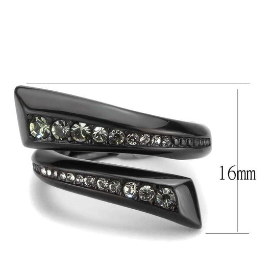 TK3692 - IP Black(Ion Plating) Stainless Steel Ring with Top Grade Crystal in Black Diamond - Alamode - Flyclothing LLC