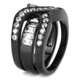 TK3694 - IP Black(Ion Plating) Stainless Steel Ring with AAA Grade CZ in Clear - Alamode - Flyclothing LLC