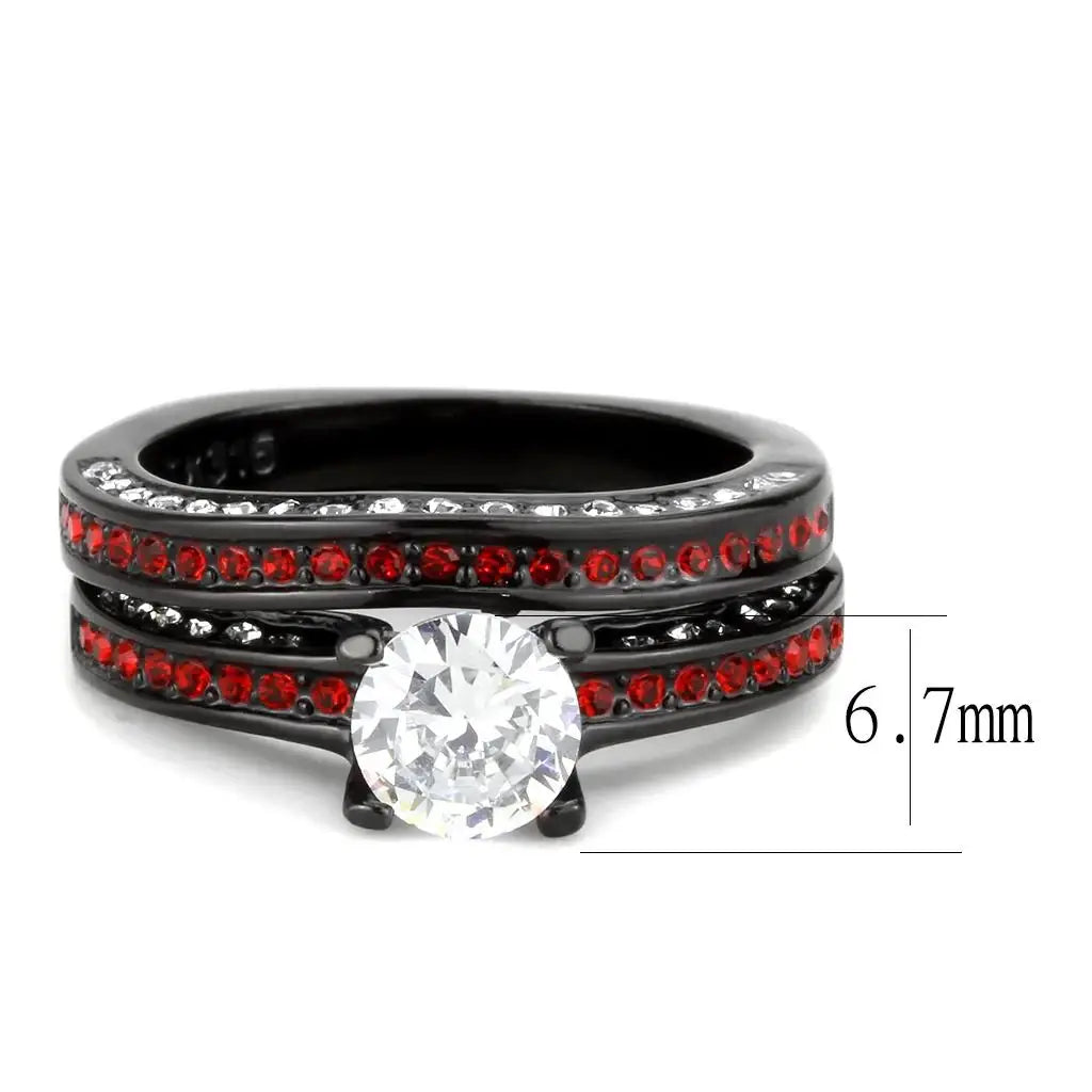 TK3695 - IP Black(Ion Plating) Stainless Steel Ring with AAA Grade CZ in Clear - Alamode - Flyclothing LLC