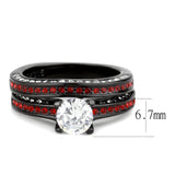 TK3695 - IP Black(Ion Plating) Stainless Steel Ring with AAA Grade CZ  in Clear - Alamode