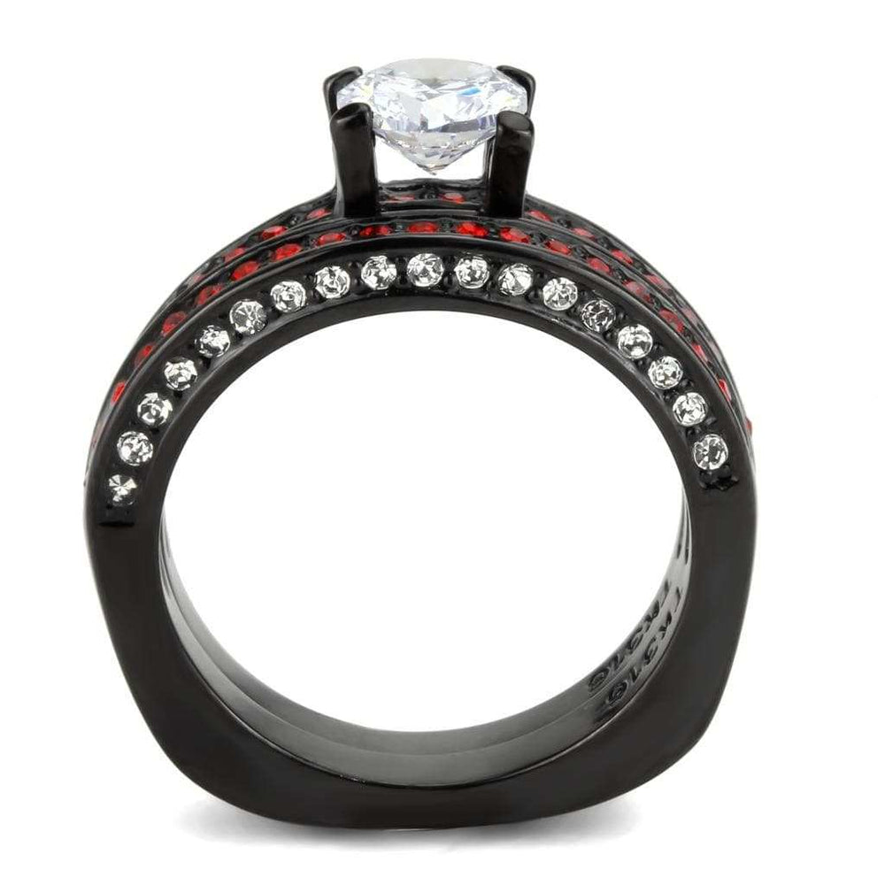TK3695 - IP Black(Ion Plating) Stainless Steel Ring with AAA Grade CZ in Clear - Alamode - Flyclothing LLC