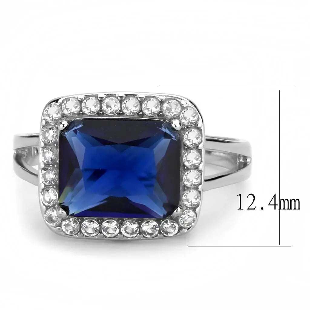 TK3696 - High polished (no plating) Stainless Steel Ring with Synthetic Synthetic Glass in Montana - Alamode - Flyclothing LLC