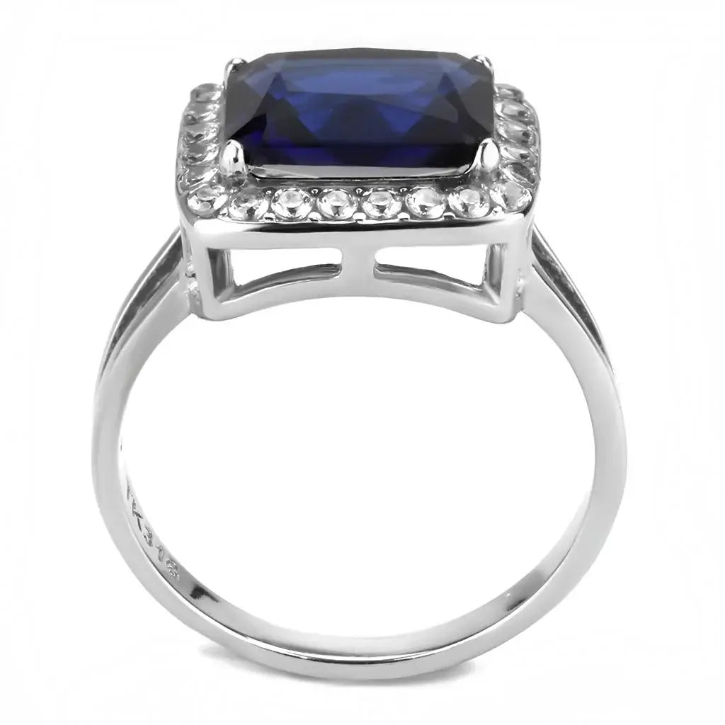 TK3696 - High polished (no plating) Stainless Steel Ring with Synthetic Synthetic Glass in Montana - Alamode - Flyclothing LLC