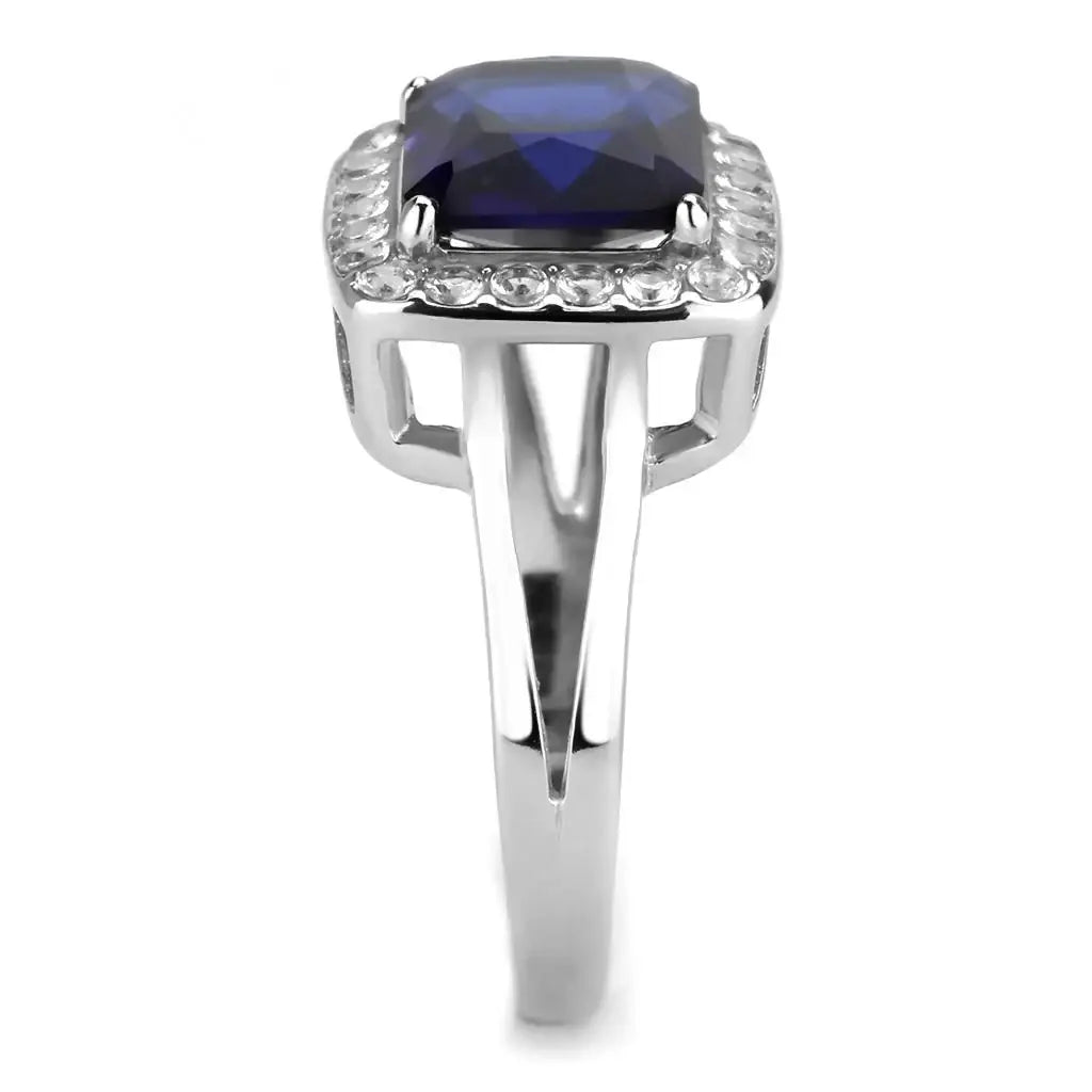 TK3696 - High polished (no plating) Stainless Steel Ring with Synthetic Synthetic Glass in Montana - Alamode - Flyclothing LLC