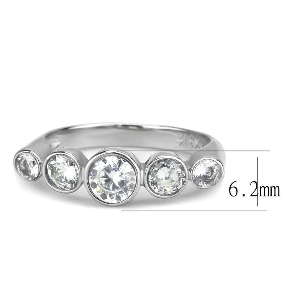 TK3697 - High polished (no plating) Stainless Steel Ring with AAA Grade CZ in Clear - Alamode - Flyclothing LLC