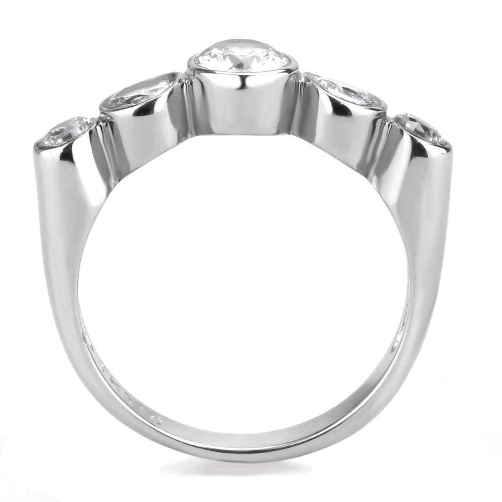 TK3697 - High polished (no plating) Stainless Steel Ring with AAA Grade CZ in Clear - Alamode - Flyclothing LLC