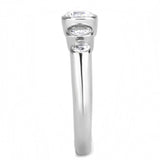 TK3697 - High polished (no plating) Stainless Steel Ring with AAA Grade CZ  in Clear - Alamode