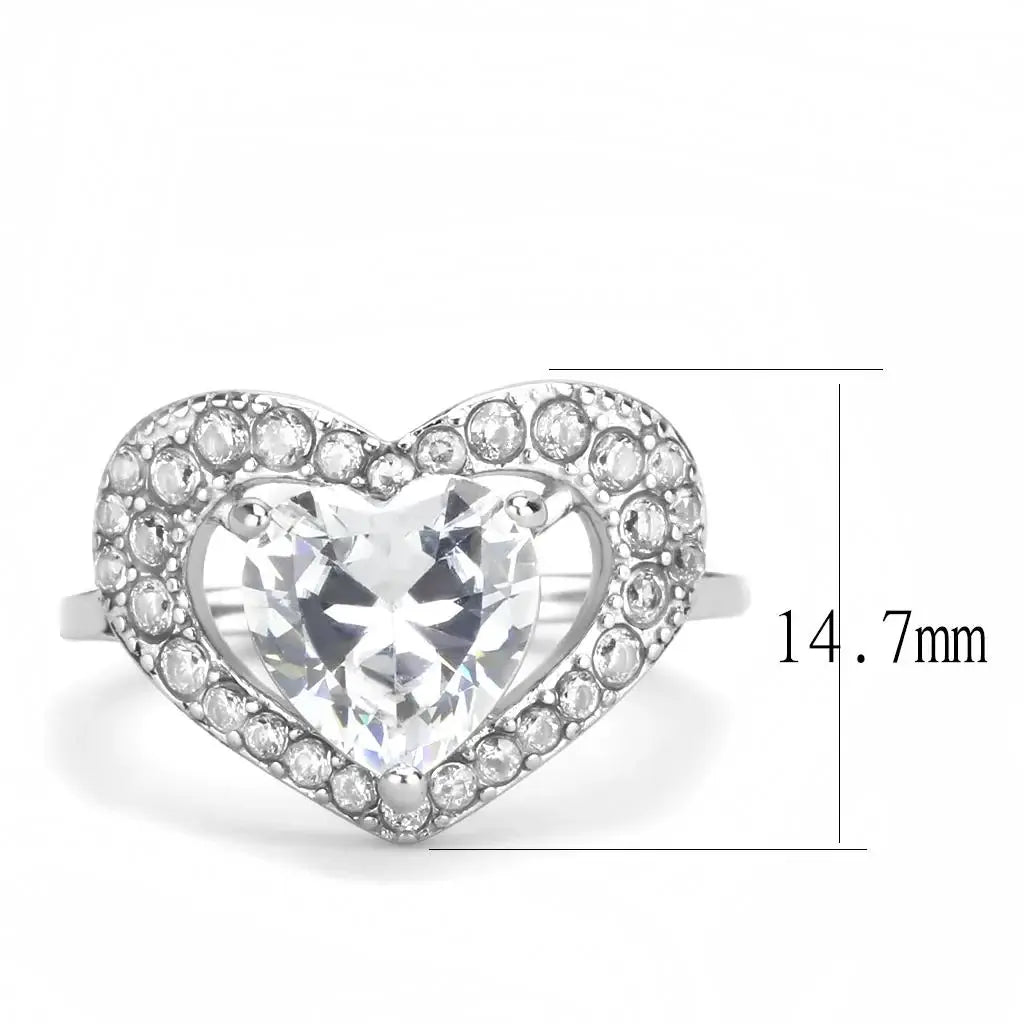 TK3698 - High polished (no plating) Stainless Steel Ring with AAA Grade CZ in Clear - Alamode - Flyclothing LLC