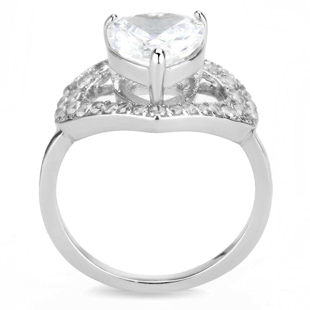TK3698 - High polished (no plating) Stainless Steel Ring with AAA Grade CZ in Clear - Alamode - Flyclothing LLC