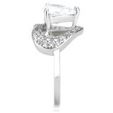 TK3698 - High polished (no plating) Stainless Steel Ring with AAA Grade CZ in Clear - Alamode - Flyclothing LLC