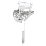 TK3698 - High polished (no plating) Stainless Steel Ring with AAA Grade CZ  in Clear - Alamode