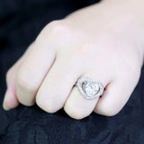 TK3698 - High polished (no plating) Stainless Steel Ring with AAA Grade CZ in Clear - Alamode - Flyclothing LLC