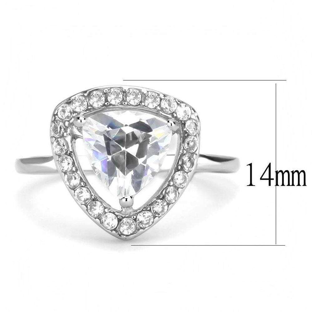 TK3699 - High polished (no plating) Stainless Steel Ring with AAA Grade CZ in Clear - Alamode - Flyclothing LLC
