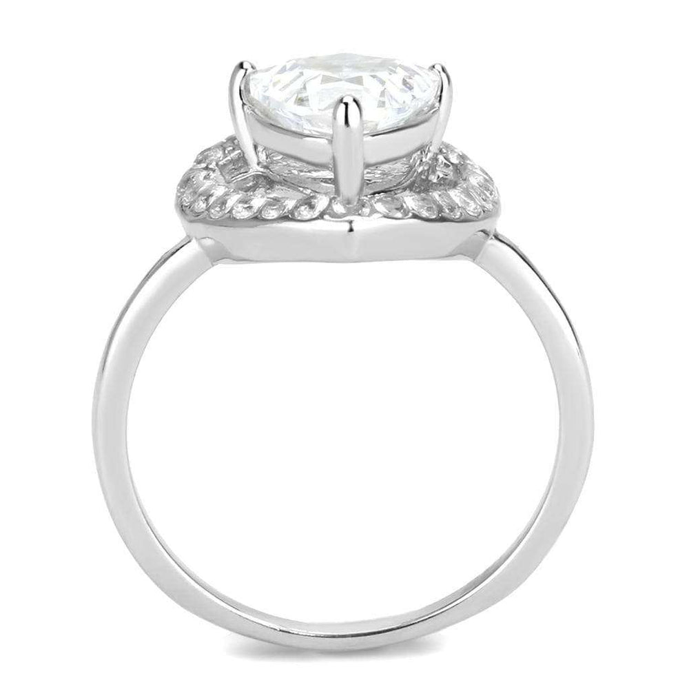 TK3699 - High polished (no plating) Stainless Steel Ring with AAA Grade CZ in Clear - Alamode - Flyclothing LLC