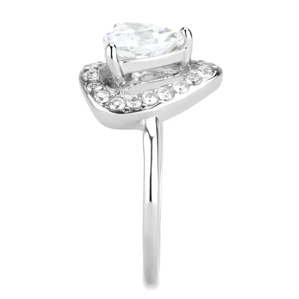 TK3699 - High polished (no plating) Stainless Steel Ring with AAA Grade CZ in Clear - Alamode - Flyclothing LLC