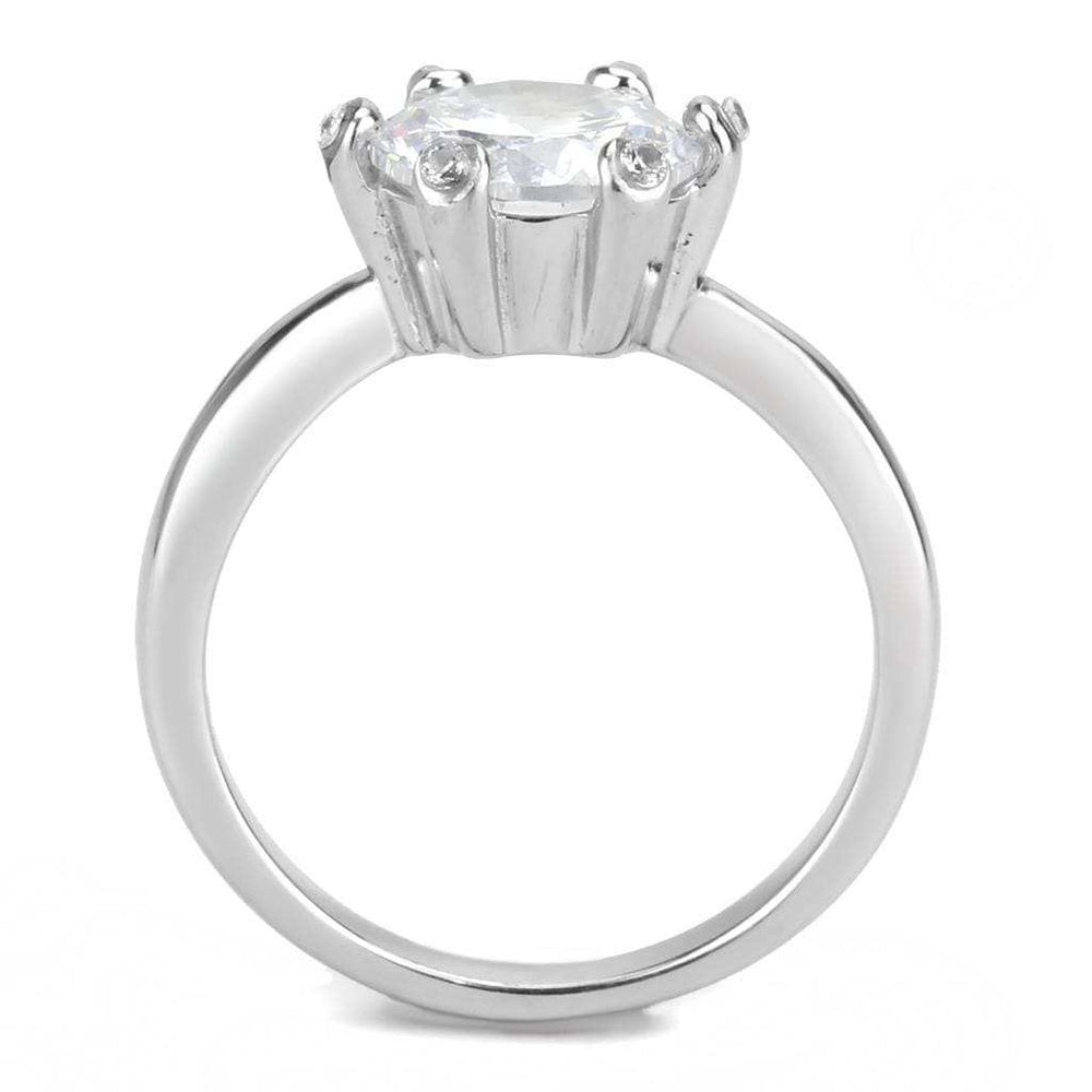 TK3700 - High polished (no plating) Stainless Steel Ring with AAA Grade CZ in Clear - Alamode - Flyclothing LLC